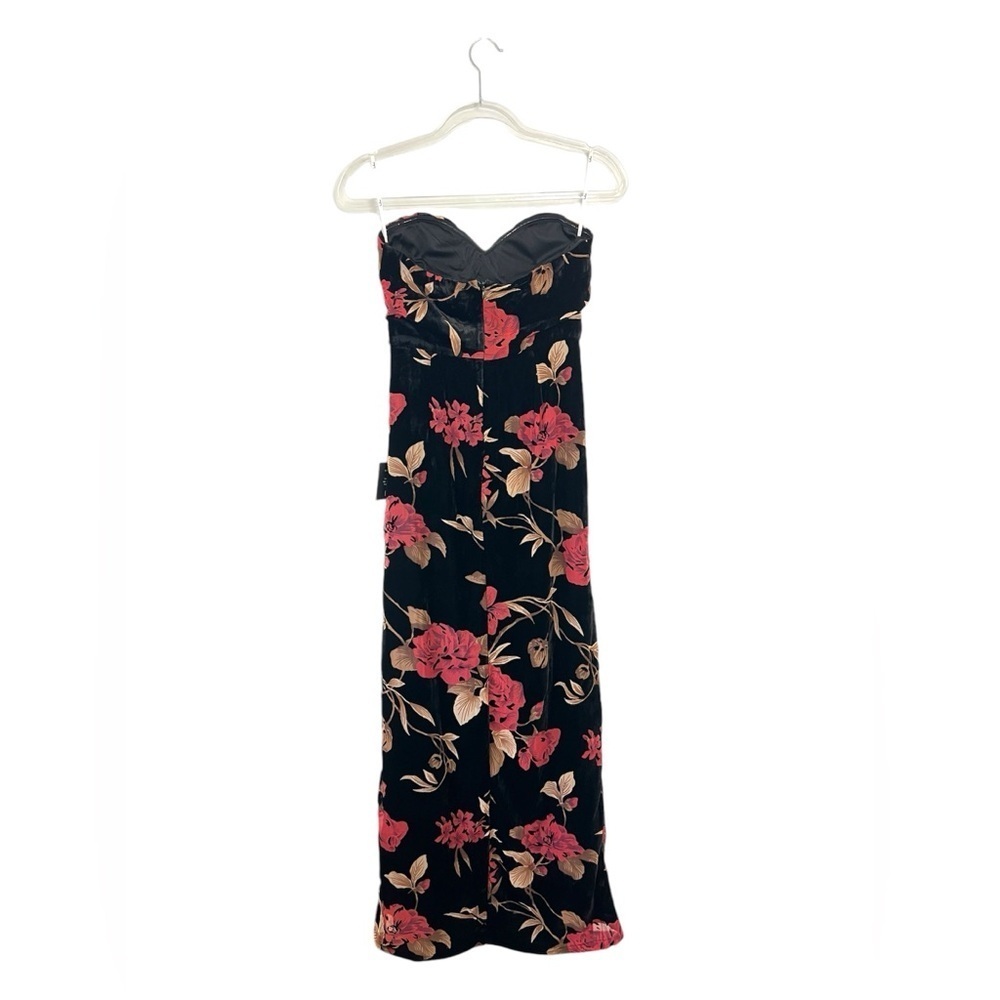 Lulus Exquisite Black Floral Burnout Velvet Strapless Maxi Dress NWT - Picture 11 of 16